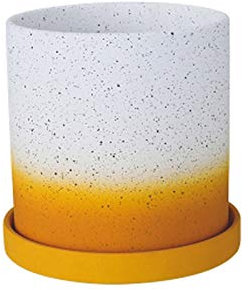 Liudan Pflanztopf Pflanztöpfe mit Entwässerungsloch und Untertasse Keramik Indoor-Pflanzer Runde Blume Pflanzertopf mit Tablett Modern Dekorativer Gartenpfosten Blumenübertopf (Color : Yellow)