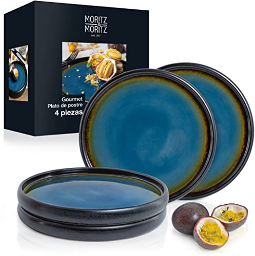 Moritz & Moritz 4x Piatti Ceramica 21,5 cm - Set di Piattini Dessert in gres come piatto da dessert, piatto per torte, piatto per la colazione - Set di stoviglie da servire
