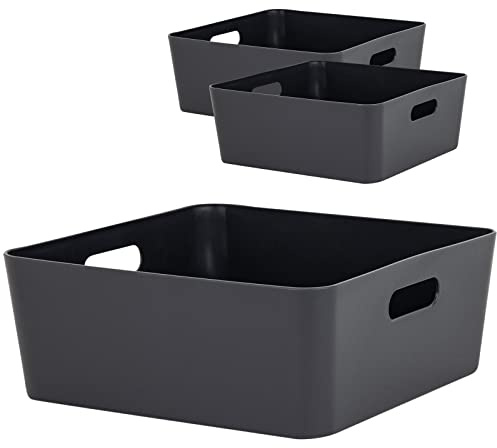 #11 3x Ordnungsbox 12cm hoch anthrazit 30x30cm Ordnungskorb Wandregal