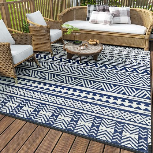 MontVoo Tappeto da esterno impermeabile 1,5 x 2,4 m, reversibile, per patio, camper, campeggio, in plastica, per esterni, patio, terrazza, balcone, picnic, spiaggia, decorazione per esterni, bohémien,