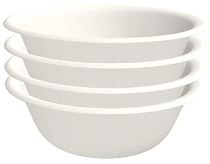 Cetomo 4 * 36 cm(Diameter) Plastic Wash Basin Stackable Dish Tub - Portable Washing Basin - Space Saving Dish Tub, B1036White*4