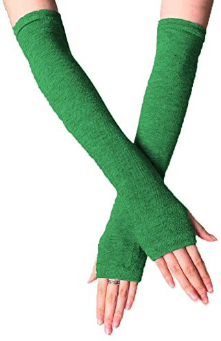 B-HOT Warme fingerlose Handschuhe, dehnbar, gestrickt, Daumenloch, Sonnenschutz, lange Arme, gestreift