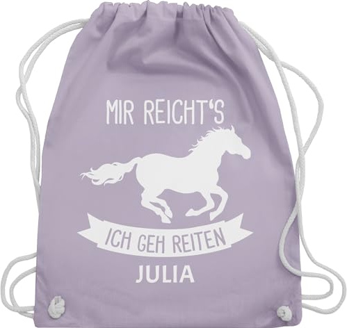 Turnbeutel Rucksack - Pferd Pferde - Mir reichts ich geh reiten - Unisize - Pastell Lila - tasche zum reit sachen für mädchen pferden gehe beutel pferderucksäcke pferdemotiv wunschnamen