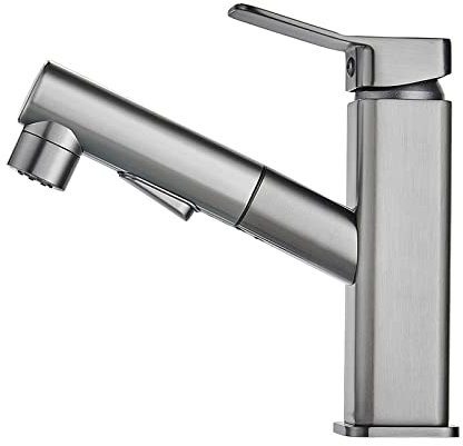 ZYCDP Waschtischarmatur Bad Ausziehbar, Waschtischarmatur aus Messing Badarmatur mit 3 Wasserstrahlarten Brause, Mischbatterie Waschbecken für Heißes und Kaltes Wasser, kurz