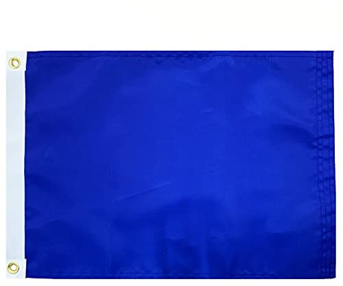 Flagolden Drapeaux bleus unis de 30,5 x 45,7 cm pour drapeau de bateau fabriqués aux États-Unis – avec 2 œillets en laiton robuste et 4 bandes cousues en nylon robuste pour intérieur ou extérieur –