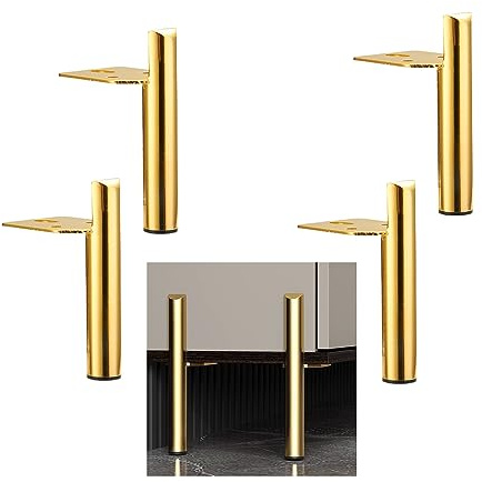 ALXEH 3 Inch Furniture Legs Side Mounted Coffee Table Feet Gold, Set of 4 | Solid Steel Construction, 1200lbs Load Capacity, Mid Century Modern Style for Sofa Cabinet