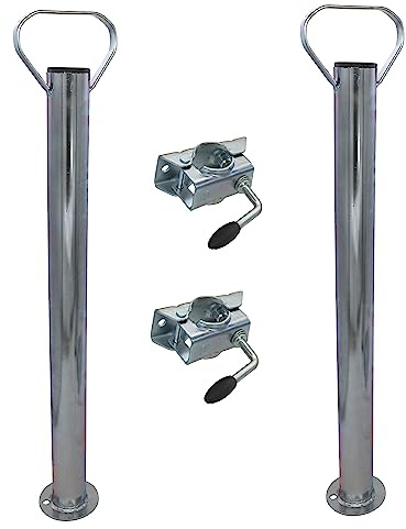trailer parts4u Anhänger Stützen Stützrohr Abstellstützen 700mm 70cm Rohrstütze Stützfuß/wahlweise mit Halter/Klemmschelle von Winterhoff/Befestigungsmaterial (2X + Halter)