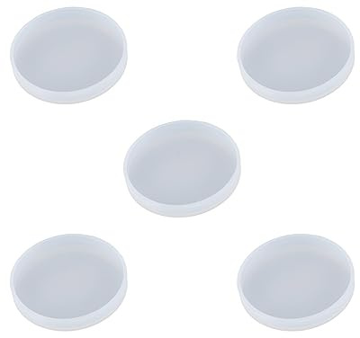 Lot de 5 moules en silicone ronde/carrés en résine pour dessous de verre à faire soi-même - 6 cm