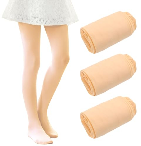 EUPSIIU 3 Pack Ballett-Strumpfhosen, Tanzstrumpfhosen, Kinder Ballett Strumpfhose, Elastisch Tanzstrumpfhose, Ballettstrumpfhose mit Fuß, Feinstrumpfhose Mädchen, für Gymnastik Tanz Sport