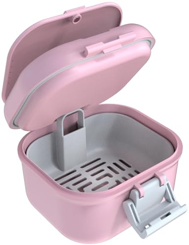ARGOMAX Auslaufsicher Prothese Box, Tragbar Einweichen Zahnprothesendose, Upgraded Version mit Aufbewahrungsfach, Zahnersatz Badekoffer mit Sieb, für Zahnersatz und Zahnspangen, (Rosa + Weiß).