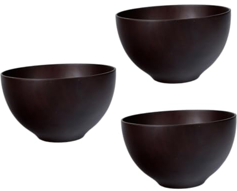 Cabilock 3 Pièces bol en bois de jujube contenants à condiments bols de soupe pho assiette creuse panier a salade bol en bois domestique récipient alimentaire Bois de jujubier bol ménager