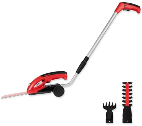 WALTER Akku-Gras- und Strauchschere 7,2 V Li-Ion - Flexibles 2-in-1 Gerät, LED-Ladestandsanzeige, Austauschbare Schnittmesser, Kabelloses Arbeiten, Einfache Handhabung, Inkl. Teleskopschlitten