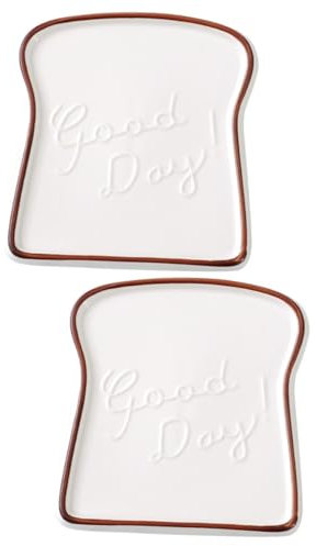 BEBEMOKO 2pièces Assiette Porcelaine Forme De Toast Plat Décoratif Pour Salade Et Dessert Vaisselle Amusante Pour Cuisine Fête Ou Restaurant