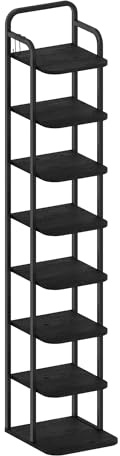 Hzuaneri Vertikales Schuhregal, 8-Stöckige, Platzsparend, Schwarz | Schuhturm Für Kleine Räume, Freistehend, Verstellbar, SR04304B