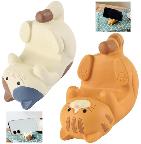 SoeUyd Katzenkopf Handyhalterung, Funny Cat Holder, Handyhalter Katze, Handy Halter, Niedliche und Lustige Katze Handy Halter, Geeignet Alle Arten von Tabellen, wie Schreibtische, Schreibtische (B)