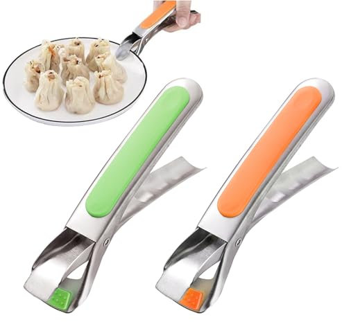 2pcs Stainless Steel Anti-Scalding Hot Bowl Plate Gripper Clips, Kitchen Silicone Tongs, Retriever Gripper Clips for Lifting Hot Dishes, Pans from Instant Pot, Microwave Oven, Air Fryer
