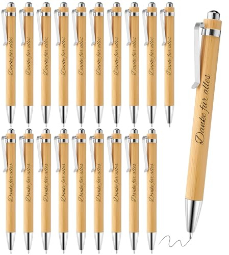 20 Stück Dankeschön Kugelschreiber Geschenke Bambus Druckkugelschreiber Danke für Alles Inspirierende Kugelschreiber Abschiedsgeschenk Kollegen Erzieherin Lehrerin Mitschüler Freundin Geschenk (A)