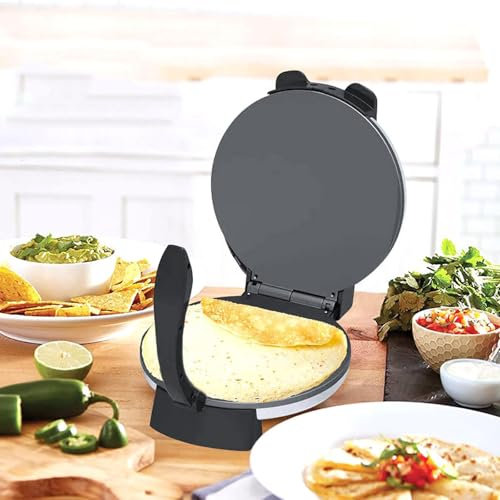 MObyat Macchina Elettrica per Tortilla da 12'', Macchina per crêpe Antiaderente in Acciaio Inossidabile da 1500 W, Riscaldamento Uniforme/Controllo della Temperatura, per Snack Bar