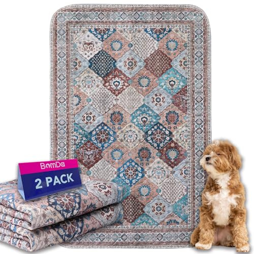 Tapis Éducateur pour Chien Lavable Réutilisable, Lot de 2 Tapis Propreté Ultra Absorbants pour Animaux, Lavable, Antidérapant, Convient aux Chiens, Chats, Lapins (Pattern 4, 81x122cm)