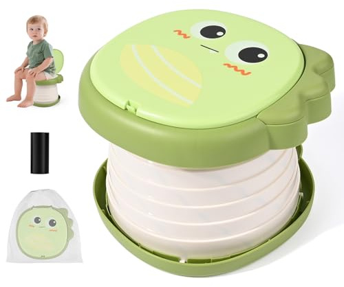 Apritsce Barnkruka, bärbar hopfällbar toalett, toalettsits för utomhusbruk, 1 år, resebehållare med 15 reservpåsar, 23,5 x 20 cm