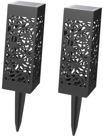 UPKOCH 2pezzi Luce Solare Da Giardino Spina Di Terra Luce Calda e Bianca Per Esterno Design Hollow Resistente e Duraturo Per Cortile Vialetto Giardino Prato