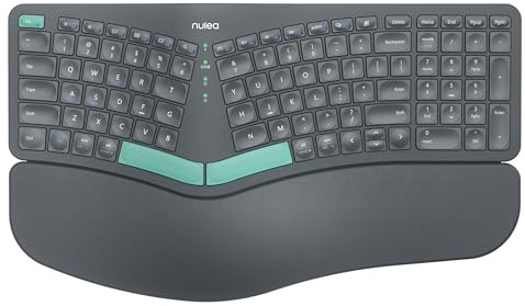 Nulea Wireless Ergonomic Keyboard, Split Keyboard with Cushioned Wrist Rest, USB and Bluetooth Connectivity, USB-C Rechargeable, Compatible with Windows Mac