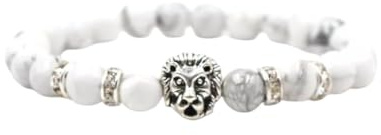 aninu Bracciale Leone con App Monitoraggio – Adozione Simbolica Leone Savana, Bracciale Pietra Naturale Perle Uomo Donna Coppia Amicizia Forza Coraggio Re della Giungla Regalo, 8 Colori