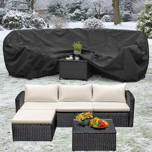 AJALGZ Bâche Protection Salon de Jardin imperméable 180x100x100cm/LxWxH 420D Tissu Oxford Housse Protection Canapé de Extérieur Résistance au Vent Housse Salon de Jardin Exterieur
