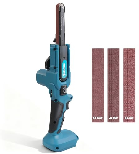 Levigatrice a nastro senza fili compatibile con Makita 18V, lima elettrica, 6 velocità, regolabile a 35°, max. 1700 FPM, levigatrice multifunzione a batteria con 9 nastri abrasivi, levigatrice