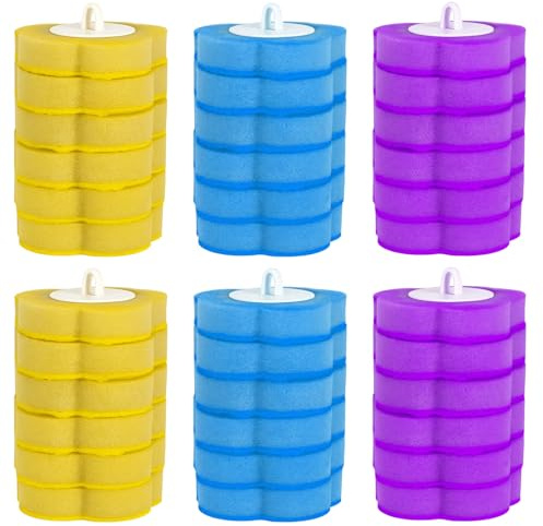 Einweg Toilettenbürste, 36 Stück Ersatzköpfe für Klobürste, Inklusive 6 Blaue, 6 Gelbe und 6 Violette Aufsätze, Ideal für Hygiene und Sauberkeit, Durchmesser 5,5 cm