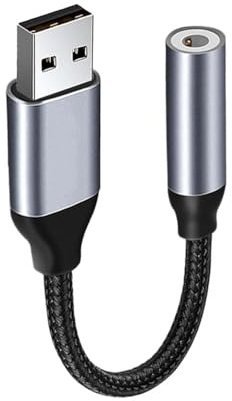 USB to 3.5mm Jack Audio Adapter,External Sound Card USB to Aux Adapter,1Pcs | with 3.5mm Aux Stereo Converter, Plug & Play USB-A to Aux Adapter for PC,Laptop, PS4, PS5, Linux