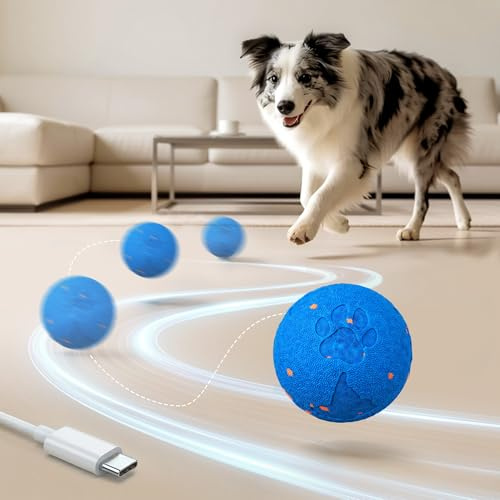 Pet Prime Automatischer Hundespielball mit 2 Spielmodi, Elektrischer interaktiver Hundeball – Zahnfreundliches & Leises E-TPU Gehäuse, Weltkarten-Design & Pfotenabdruck – 83 mm, Wiederaufladbar