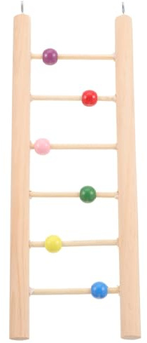 Abaodam Holz Vogelleiter 25 cm mit 6 Stufen, stabile natürliche Papageien Trainingsleiter, langlebiges Kletterspielzeug für Wellensittiche, Nymphensittiche und kleine bis mittelgroße Vögel