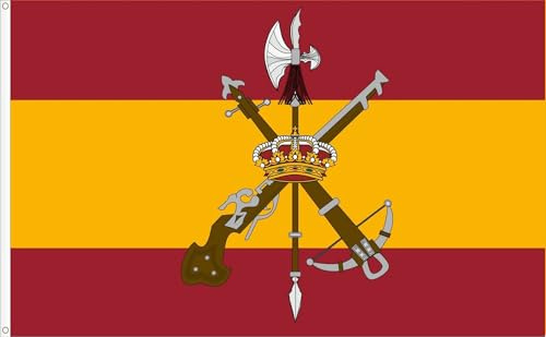 BANDERA DE ESPAÑA CON ESCUDO DE LA LEGION ESPAÑOLA. CALIDAD RASO PREMIUM. TAMAÑO GRANDE 150X90 CM
