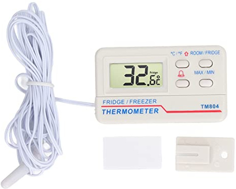 Kylskåpstermometer Digital Kyl Frys Temperaturmätare Magnetisk baksida med larm Internt 10°C till 50°C Externt 50°C till 70°C för hushållsrestauranger Stormarknader