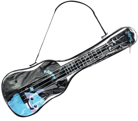Folpus Strumento Musicale per Bambini da 16,54 con Ukulele, Finto Giocattolo, con Manopola di Accordatura, Custodia E Chitarra a 4 Corde, per Bambine E, Nero