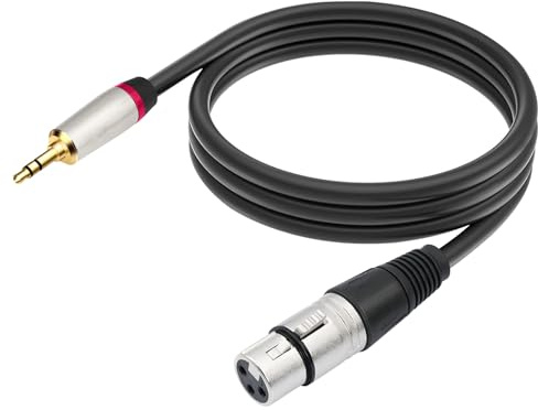 Feysentoe XLR auf klinke 3,5mm Mikrofonkabel, 3.5mm TRS 1/8 zu XLR weibliches 3 Pin Mikrofonkabel kompatibel mit Lautsprecher, Mikrofon. (1.8M)