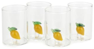 balvi Schnapsgläser-Set Lemon Gelb Farbe Handgemacht aus Borosilikatglas Glas 4x50 ml