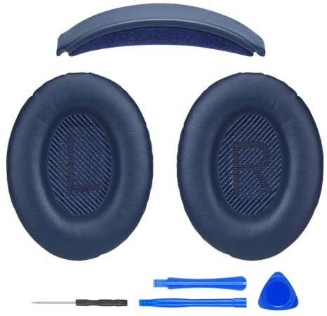 WADEO Mousse Coussin Coussinets Remplacement avec Bandeau de Rechange | Coussinets Casque Bose en Cuir Protéiné pour Bose QC35, QC35 II, QC35 II Gaming, Retrouvez Confort et Isolation Phonique
