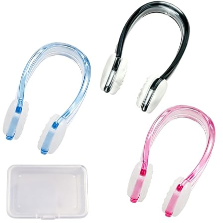 3PCS Nose Clips Swimming,Anti-Slip Silicone Swimming Nose Clip Kids Adults | Durable Noses Plugs Ergonomic Accessories with Storage Box,for Diving Snorkeling Surfing Water Activities (Black Pink Blue)