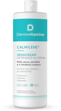 Dermovitamina Calmilene Sensicream Detergente 500 ml - Detergente Viso - Crema Idratante Viso e Corpo - Per pelle sensibili e dermatiti - Con Vitamina E e Calmilene - Senza Sapone