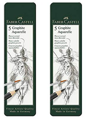 Faber-Castell 117805-5 Aquarellbleistifte Graphite Aquarelle, Inhalt HB, 2B, 4B, 6B, 8B (5er Doppelpack)