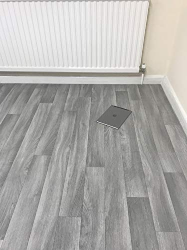 Grandismo Grey Oak - Vinyl Lino Roll Flooring For Bathroom/Kitchen - Plank Wood Effect Cushion - Anti Slip (Grey Oak, 9m x 2m)