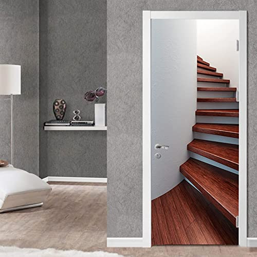 FLFK 3D Türtapete Selbstklebend TürPoster 77x200cm-Treppe Türaufkleber Abziehen und Aufkleben Mauer Aufkleber Zuhause Dekor(2 Stk/Set)