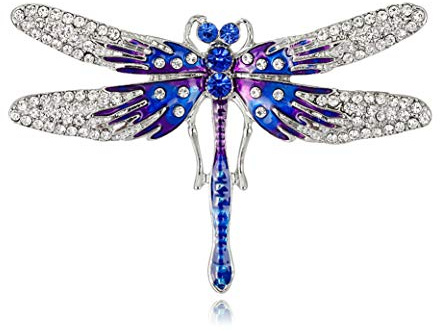 KristLand - Elegante Libelle Schmetterlings Insekt Spinne Broschen mit Austrain Kristall/Tochter/Weihnachten/Hochzeiten/Frauen Schmuck/Party Blaue Libelle