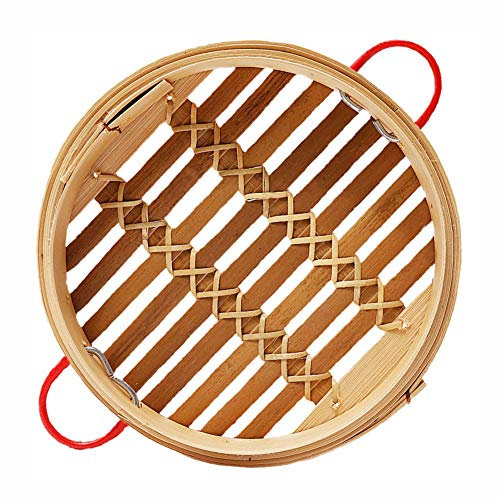 AIZYR Steam Cooker, Bamboo Steamer for Cooking - Handmade Bamboo Dim Sum Steamer, Good Heat Preservation, Good Strength Food Steamer,Cover