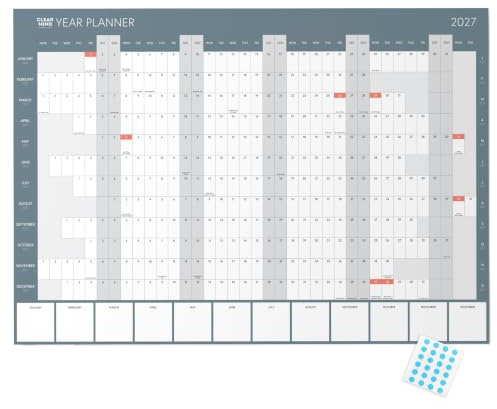 2026 Year Wall Planner by Clear Mind Concepts® - A2 Folded Calendar on 170gsm Silk Paper (59.4 x 42 cm) with UK Bank Holidays - Annual Wall Chart for Home, Office and Students