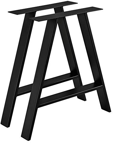 [en.casa] 2X Tischbein 70x10x72 cm Tischgestell im Set Stahl Metallgestell Schwarz