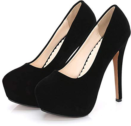 CYwinterB Damen High Heels sexy Wildleder Stiletto Plateau Pump Elegante runde Zehen Slip-In Brautschuhe Pumps Kleid Damenschuhe 35-44