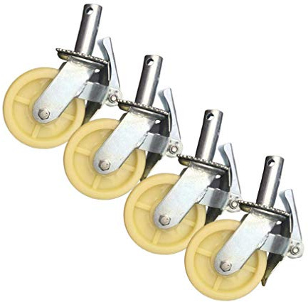 Sywlwxkq Rueda de andamio móvil de Nailon de 6 Pulgadas para Trabajo Pesado, Ruedas giratorias de 32 mm con Accesorios de andamio de Freno, Ruedas para Muebles, Color Blanco